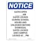 Signmission OSHA Notice, 7" Height, Gates Open Am Gates Locked Sign, 7" X 5", Portrait OS-NS-D-57-V-13093 - alternate 1